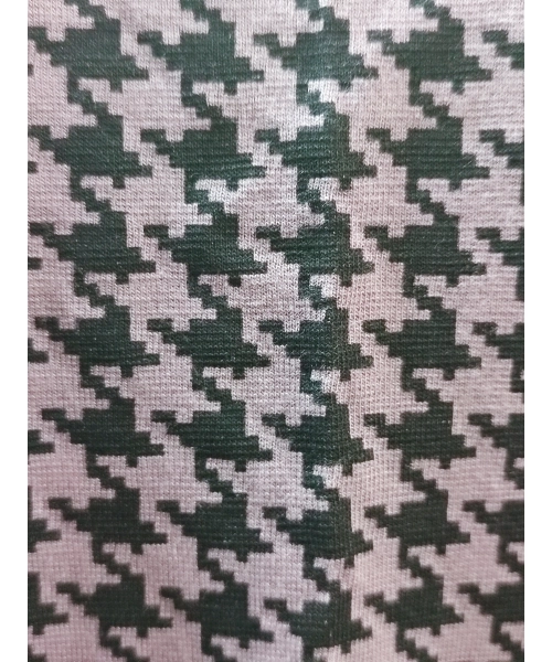 Modna tunika damska o linii trapezu - beżowo czarna pepitka